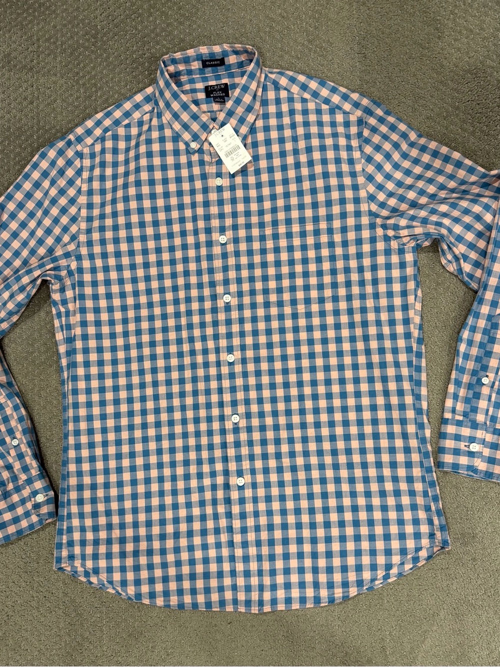 J.Crew Men's Blue & Pink Check Button-Down Shirt